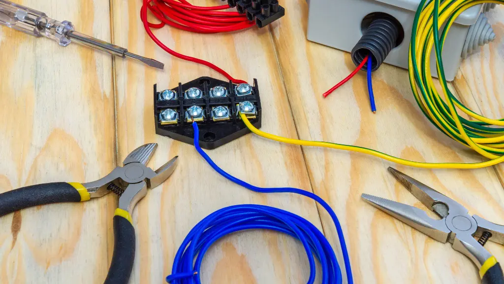 Kit spare parts and tools for electrical prepared before repair.